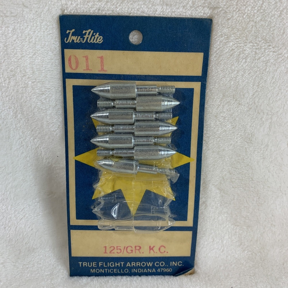 (7) Vintage‎ Tru-Flite USA Arrow Tips Screw in field point 125 grain 011 - Open